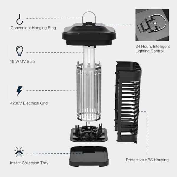 Bug Zapper with Light Sensor, Electric Insect Catcher Waterproof 4200-Volt  Mosquito Zapper Outdoor/Indoor, Repellent