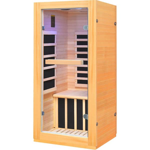 Moray 1-Person Indoor Hemlock Infrared Sauna with 5 Far-infrared Carbon Crystal Heaters, 900W
