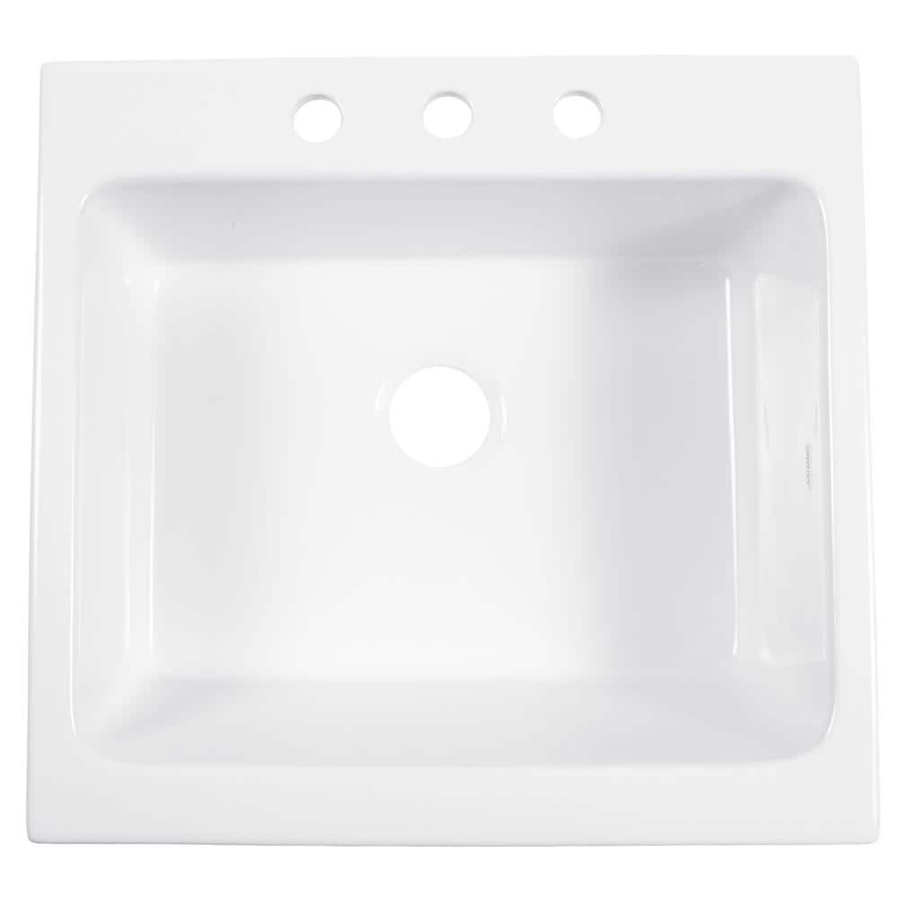 Parker Fireclay 26" White Single Bowl Farmhouse Sink with Stainless Steel Faucet