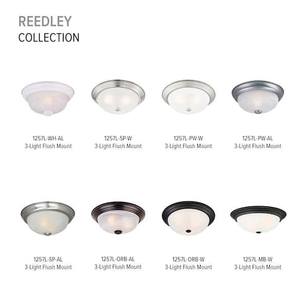 Designers Fountain - Reedley 15 in. Traditional Pewter Medium-Base (E26) Bulb Flush Mount for Kitchens