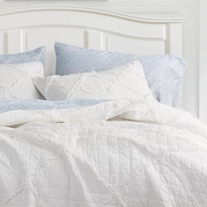 Maisy 3-Piece White Solid Cotton King Quilt Set