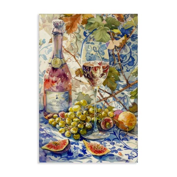 Stupell Industries Grapes and Wine Bottle by LSR Design Studio Unframed Food Graphic Art Print 30 in. x 20 in.