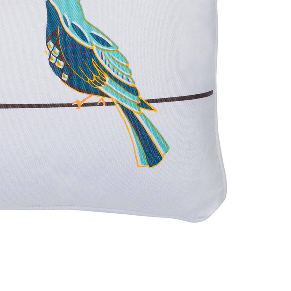Abigail Embroidered Birds Teal and Blue Rectangular Pillow
