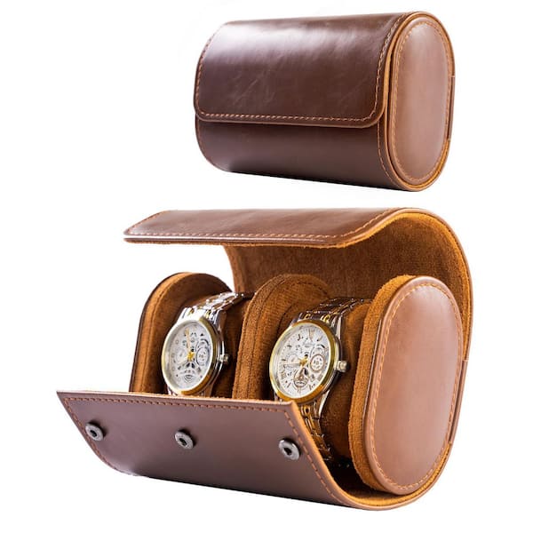 Classic Portable Leather Travel Watch Case LX1249 - The Home Depot