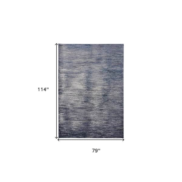 7 ft. x 10 ft. Blue and Ivory Striped Area Rug