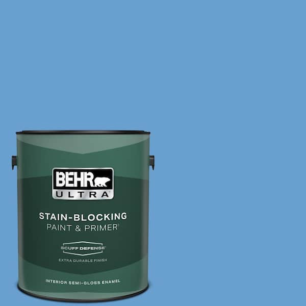 BEHR ULTRA 1 gal. #P520-4 Cornflower Extra Durable Semi-Gloss Enamel Interior Paint & Primer