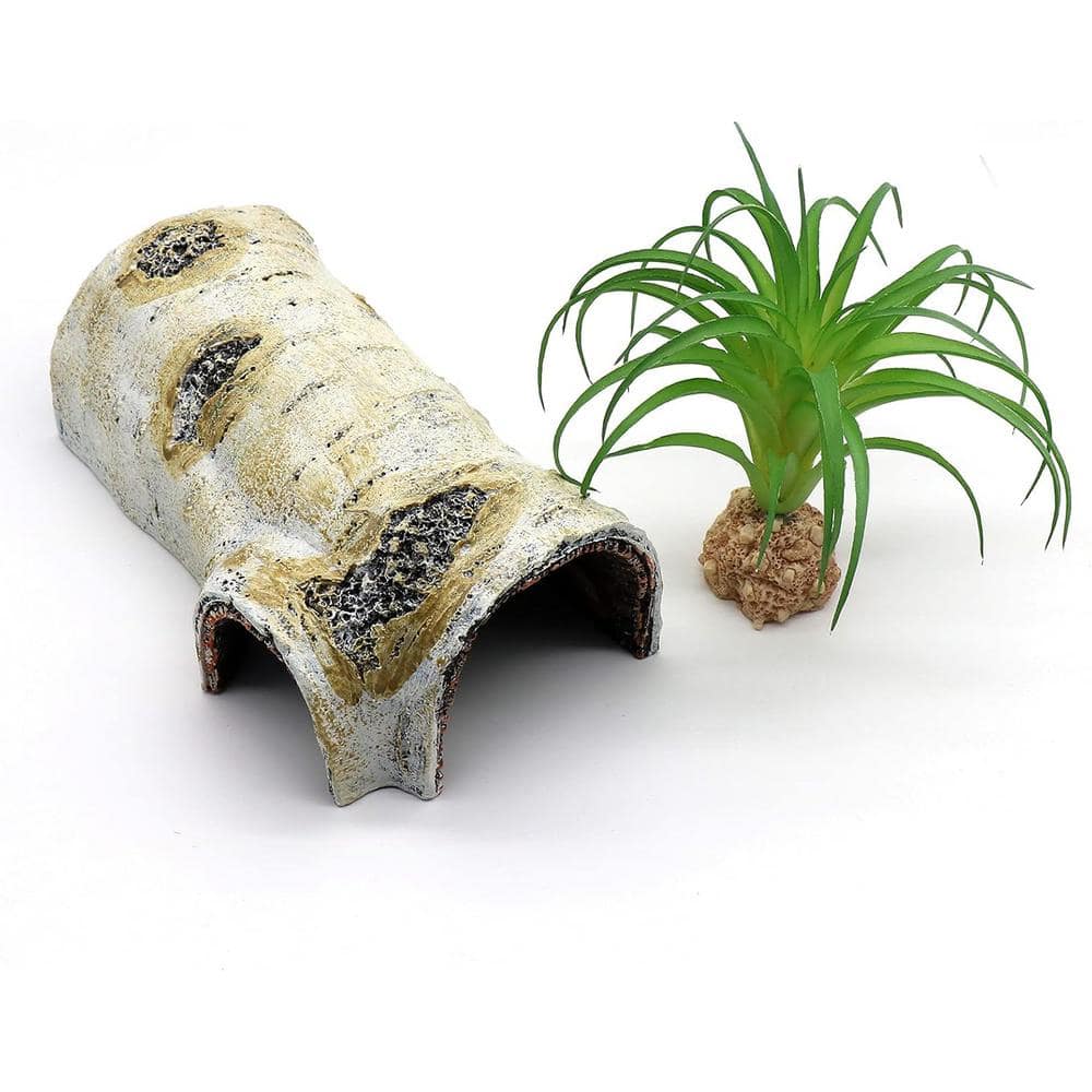 Misopily Medium 6.7 x 3.9 x 2.4 in. Resin Reptile Hides and Caves Tree Trunk Habitats Decor for Aquarium