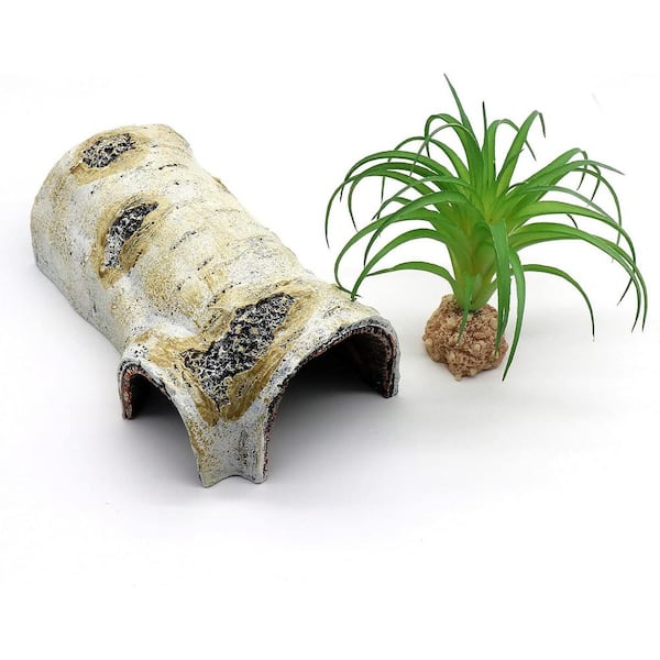 Misopily Medium 6.7 x 3.9 x 2.4 in. Resin Reptile Hides and Caves Tree Trunk Habitats Decor for Aquarium