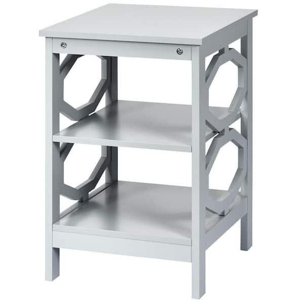 SUNRINX 16 in. W 3-Tier Gray Accent Nightstand Sofa Side Table End Table