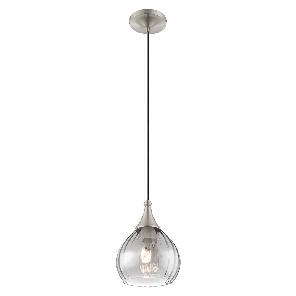 Mini Brushed Nickel LED Pendant with Smoke Glass - Indoor/Outdoor