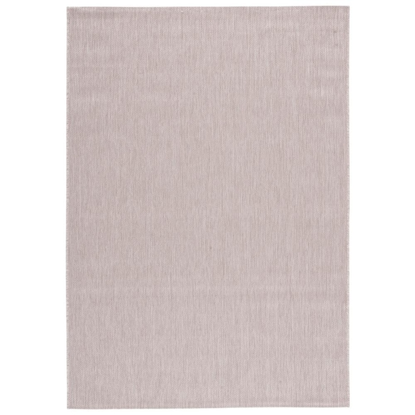 SAFAVIEH Beach House Beige 5 ft. x 8 ft. Solid Striped Indoor/Outdoor Patio  Area Rug