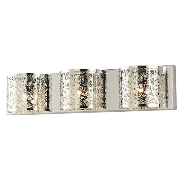 Home Decorators Collection Carterton 3-Light Chrome Vanity Light with Crystal Accents
