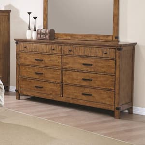 66.25 in. Brown 8-Drawer Wooden Dresser Without Mirror