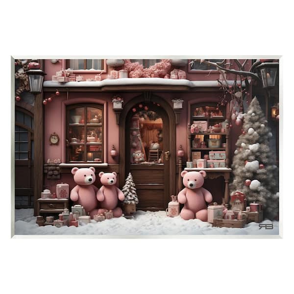 Stupell Industries Christmas Shop with Bears by RB 1-Piece Unframed Graphic Print Architecture Poster Art Print 15 in. x 10 in.