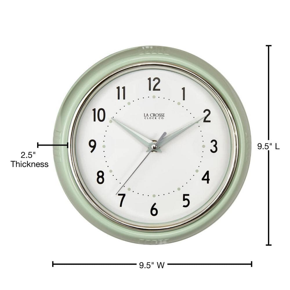 Pistachio Green Retro Diner 9.5" Quartz Analog Wall Clock