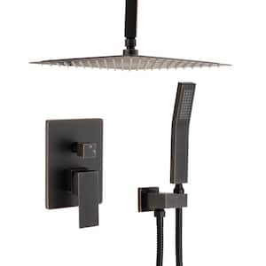 1-Spray Patterns 2.5 GPM 12 in. Ceiling Mount Dual Shower Heads in Oil-Rubbed Bronze (Valve Included)