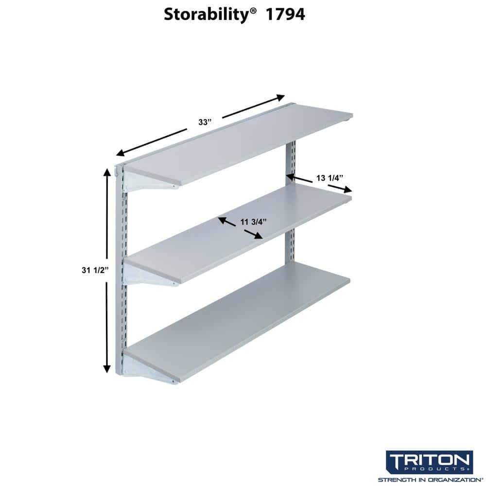 Storability 33'' Silver Epoxy Heavy-Duty Modular Wall Shelf