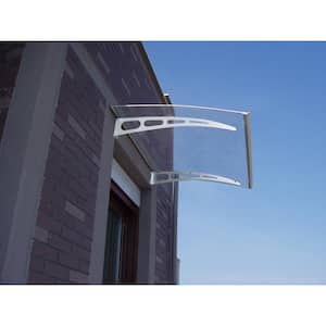 PA Series Solid Polycarbonate Sheet Door Fixed Awning (59 in. W x 35 in. D) in Silver Aluminum Bracket