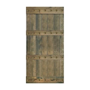 Mid-Century Style 42 in. x 84 in. Aged Barrel Finished DIY Knotty Pine Wood Sliding Barn Door Slab