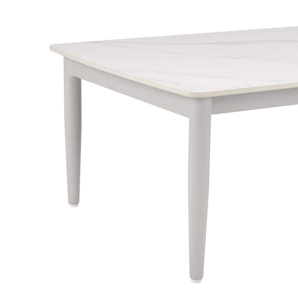 Rhodes 24" x 47.5" Light Gray Aluminum Outdoor Coffee Table