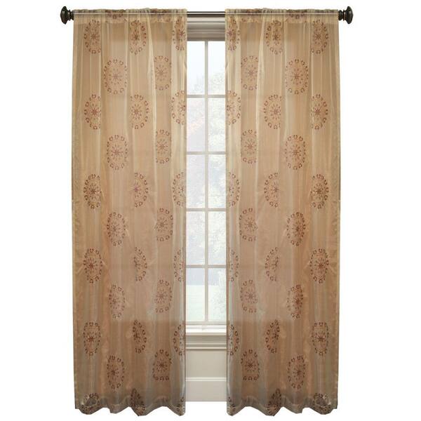 Unbranded Eva Suzani 84 in. L Ivory Sheer Rod Pocket Curtain