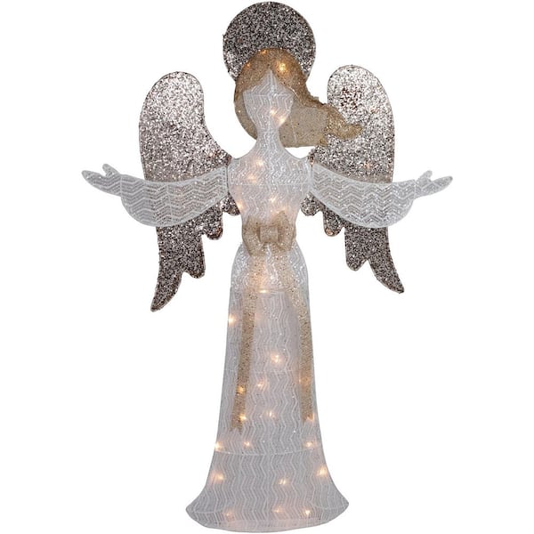 Northlight 49.25 in. LED Lighted White and Gold Angel Christmas Decoration
