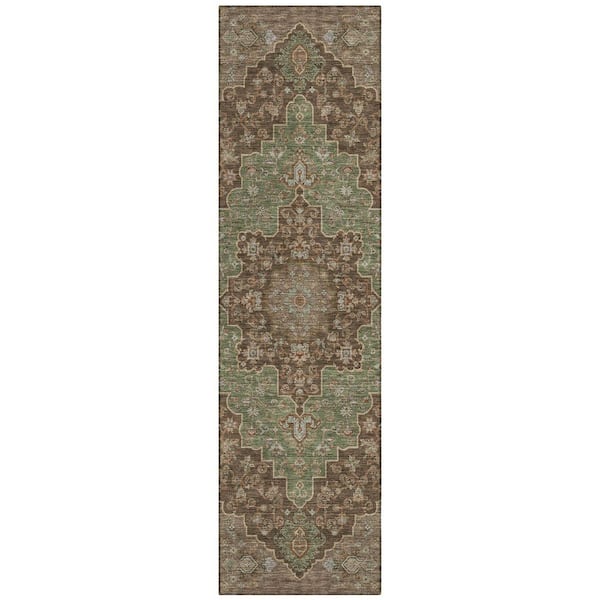 Chantille Machine Washable Indoor/Outdoor Abstract ACN2486 Chocolate 2 ft. x 7 ft. Runner Rug