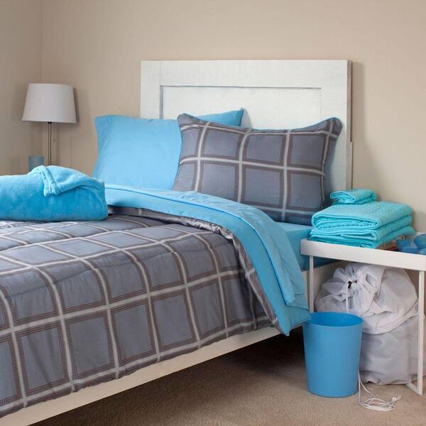 Lavish Home Venice Reversible 25-Piece Full Dorm Linen Set in Blue