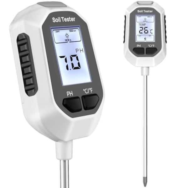 4-in-1 Digital Soil Moisture Temperature PH Sunlight Meter with Backlight LCD Display Garden Tool 12.6 in.