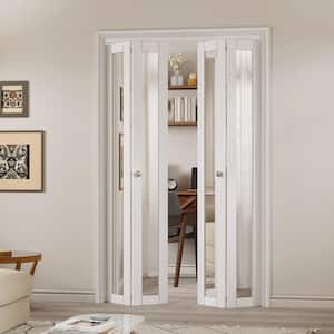 48 in. x 80 in. 1-Lite Mirrored Glass and Solid Core White Finished Close Bi-Fold Door with Hardware