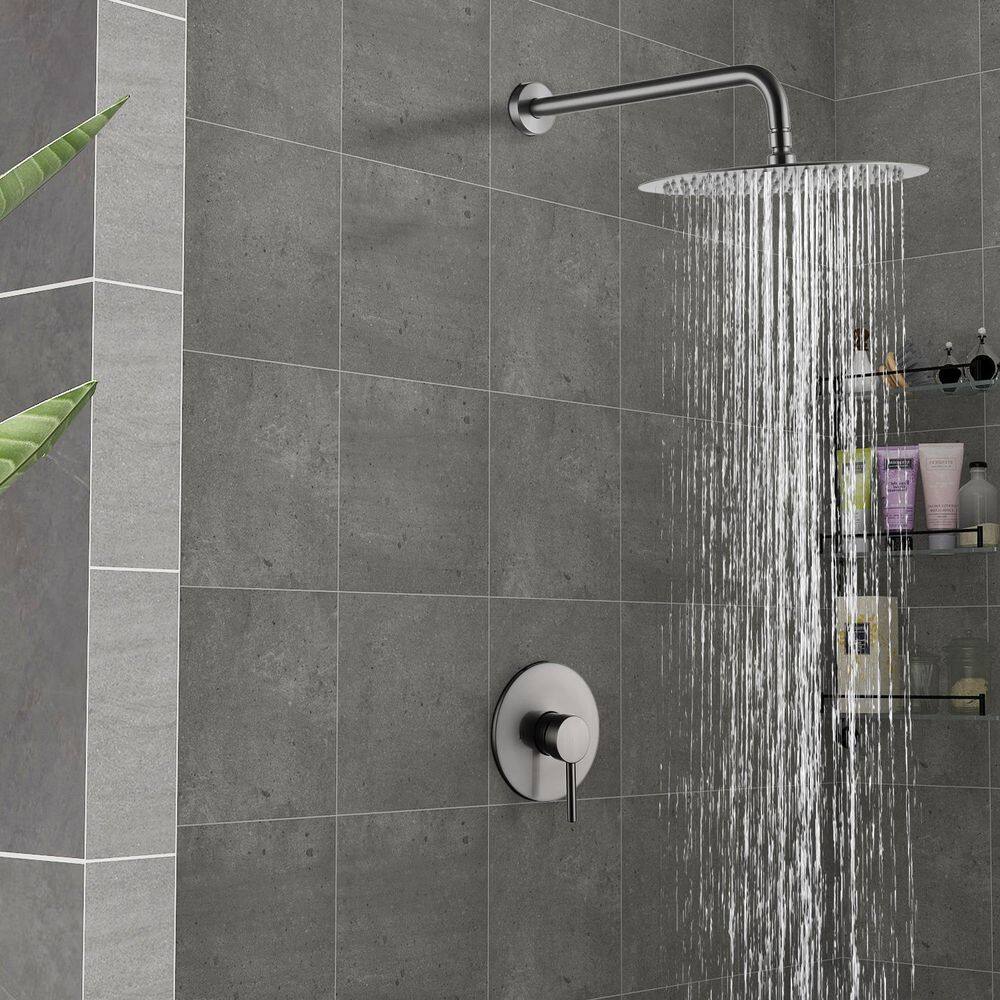 Single Handle 1-Spray Wall Mount Shower Faucet 1.5 GPM with Pressure Balance in Brushed Nickel (Valve Included) price history on PriceWatchPro