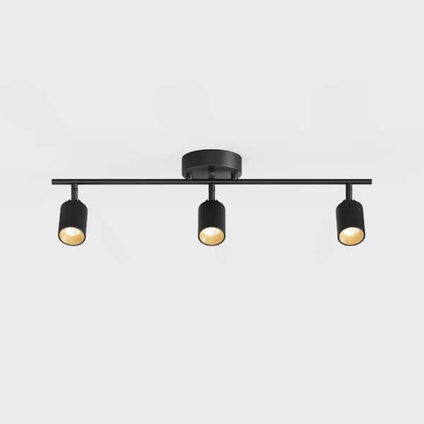 Shura 3-Light Black Integrated LED Track Light with Rotatable Heads, 2 ft. Fixed Track Lighting Kit, 3000k, 1470 Lumens