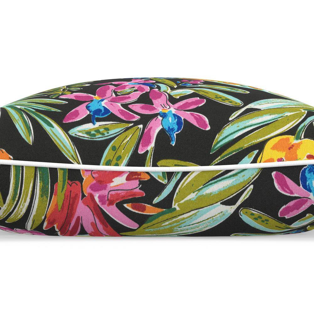 Paradise Island Black Floral Lumbar Pillow Set