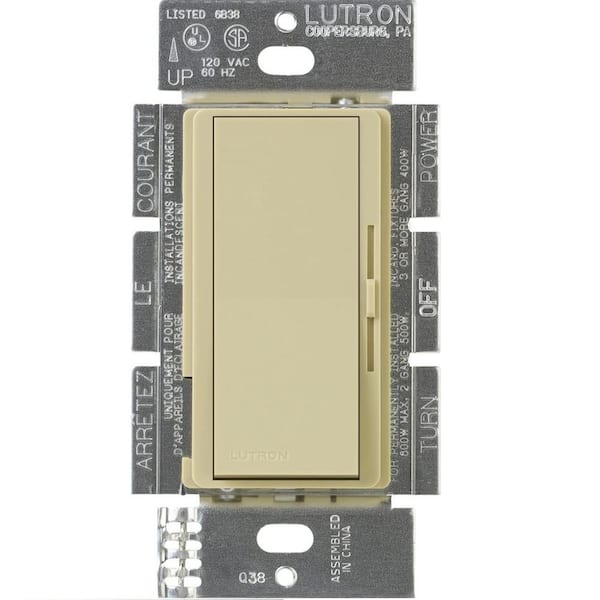 Lutron Diva Dimmer Switch for Electronic Low Voltage, 300-Watt/Single-Pole or 3-Way, Ivory (DVELV-303P-IV)