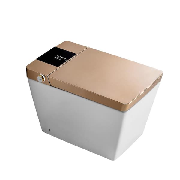 Staykiwi 1-Piece 1.32 GPF Dual Flush Square Smart Toilet in Gold
