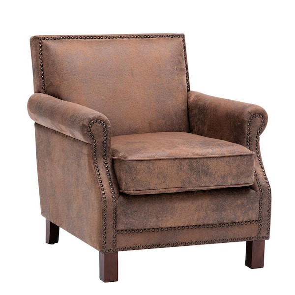 brown fabric arm chair