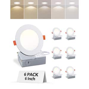 6 in. Canless Ultra-Thin 12-Watt Adjustable 5 CCT Remodel Integrated LED Recessed Light Kit (6-Pack)