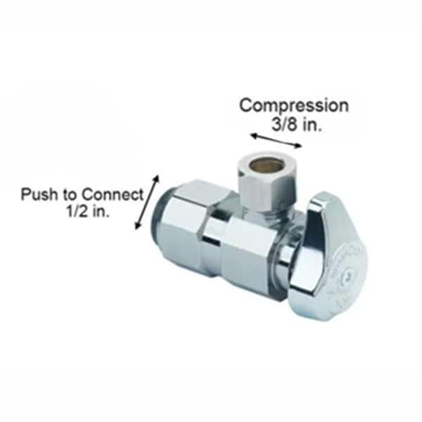 1/2 in. Push Connect Inlet x 3/8 in. Compression Outlet 1/4-Turn Angle Valve