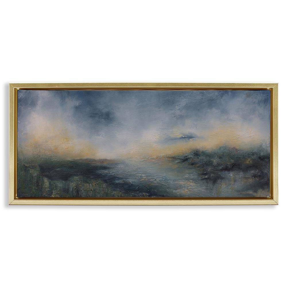 Fame Islands Abstraction by Lydia Orange Gold Floater Frame Abstract Graphic Art Print 14 in. x 31 in. price history on PriceWatchPro