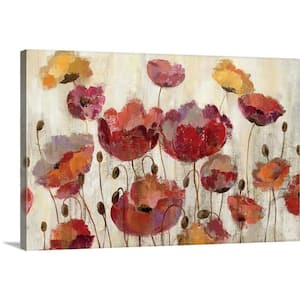 24 in. x 16 in. "Poppies in the Rain" by Silvia Vassileva Canvas Wall Art
