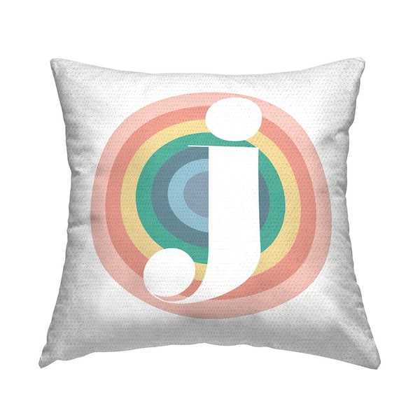 Stupell Industries Rainbow Circle Letter J Square Outdoor Throw Pillow