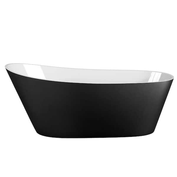 Getpro 67 in. x 29.5 in. Freestanding Soaking Bathtub Matte Black