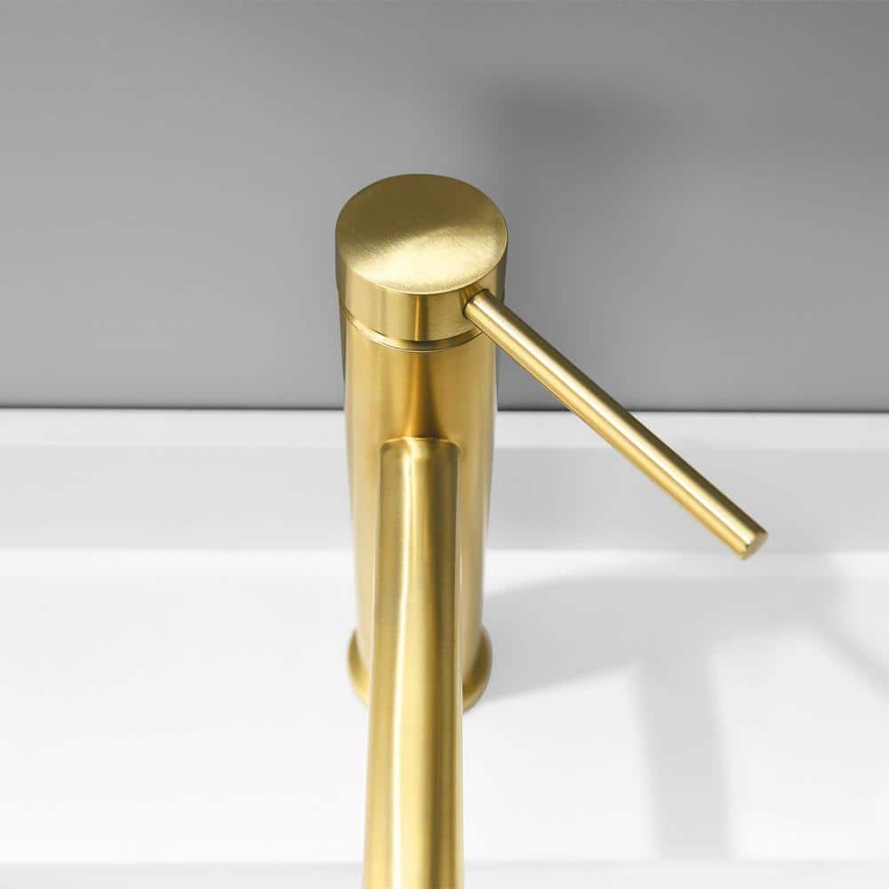 Brushed Gold Single Handle Brass Bathroom Faucet with Pop-up Drain