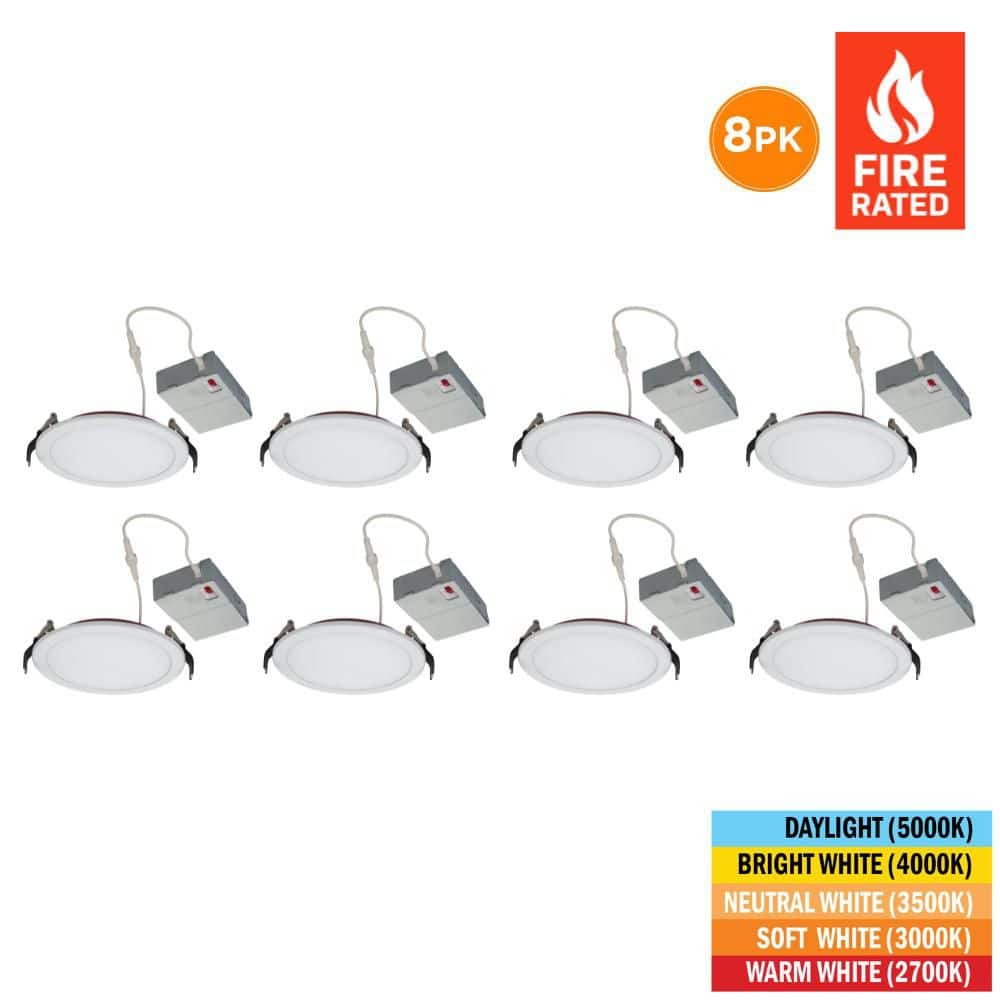 8-Pack 6 in. Fire Rated Canless Integrated LED Recessed Light Trim Downlight, 1200 Lumens, Selectable CCT 2700K-5000K price history on PriceWatchPro