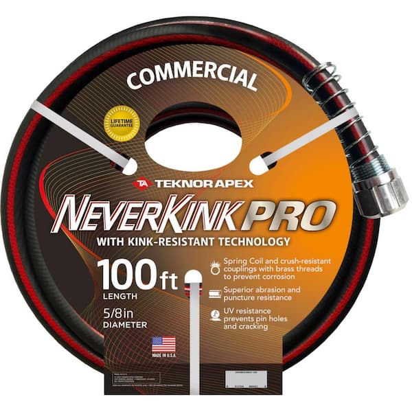 Commercial Duty Neverkink Hose, 5/8 in. x 100 ft., Black/Red