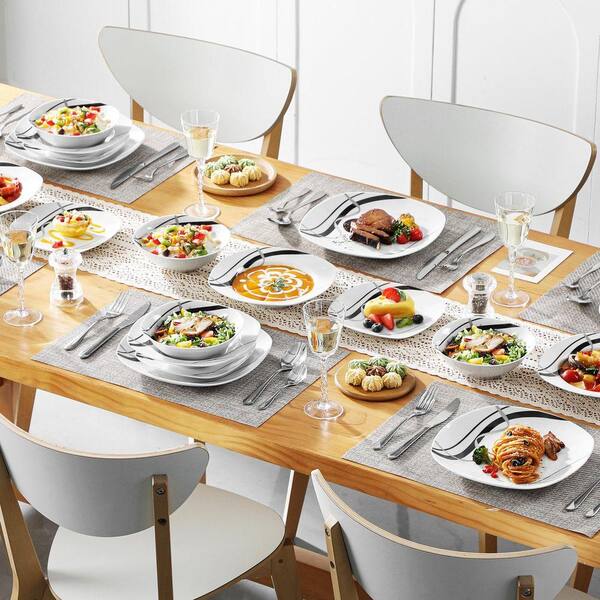 VEWEET 24-Piece White Porcelain Dinnerware Set (Service for 6