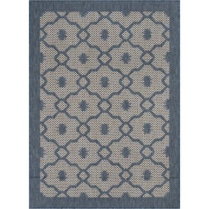 Medusa Sol Blue Lattice Trellis 7 ft. 10 in. x 9 ft. 10 in. Indoor/Outdoor Area Rug