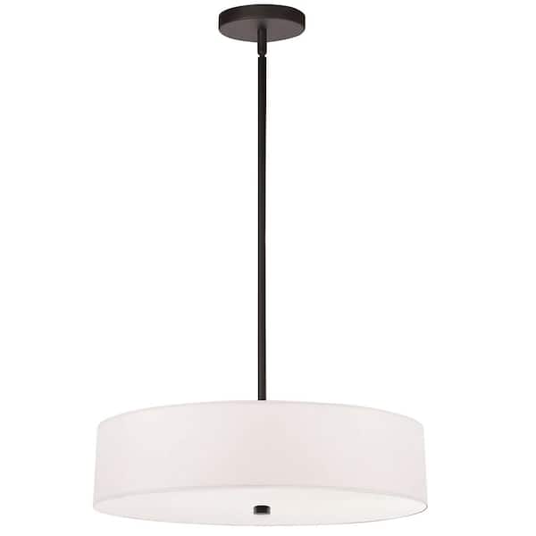 Dainolite Everly 4-Light Matte Black Shaded Pendant Light with White HardBack Shade