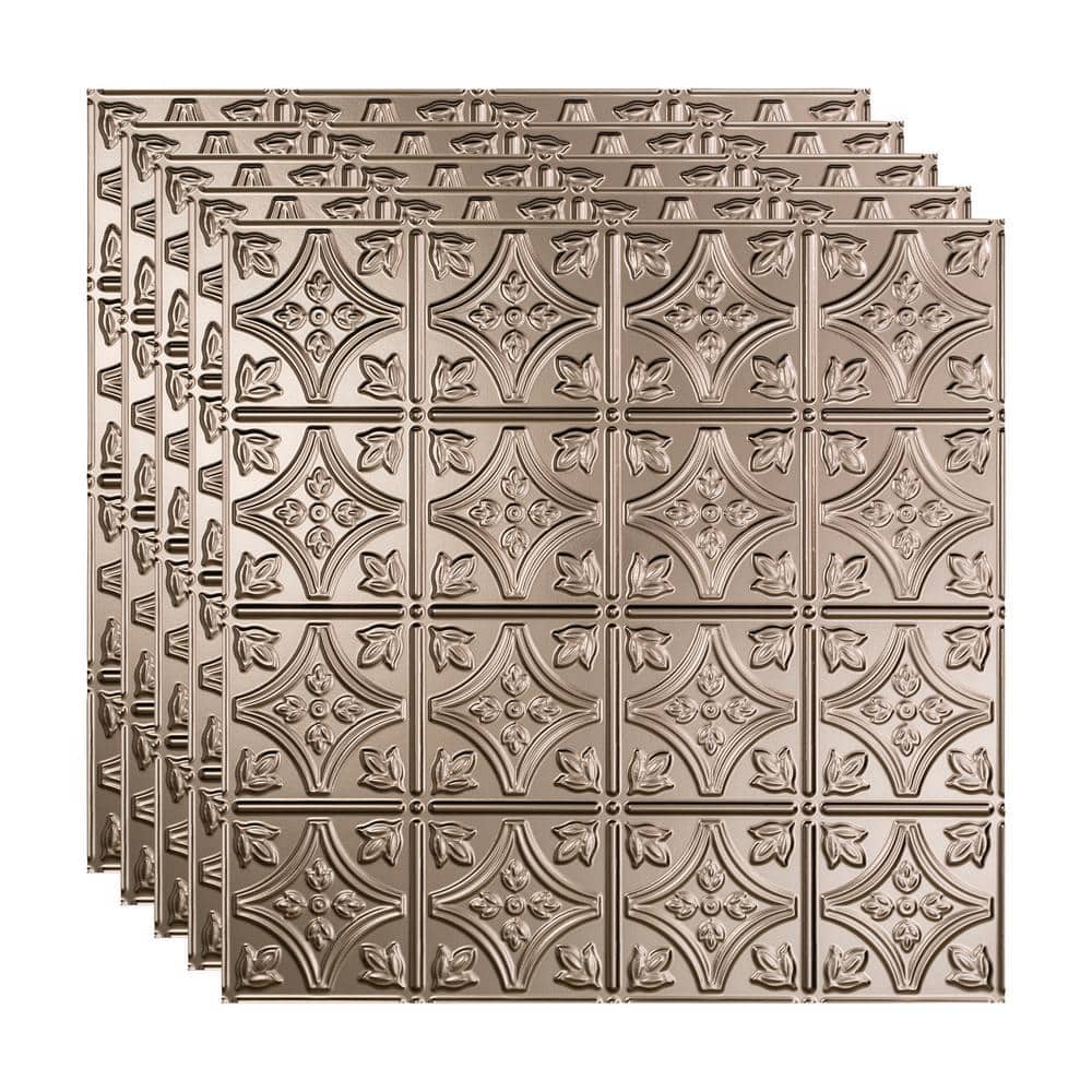 Fasade Traditional #1 2 ft. x 2 ft. Brushed Nickel Lay-In Vinyl Ceiling Tile (20 sq. ft.)