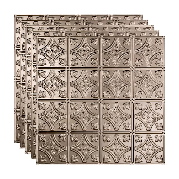 Traditional #1 2 ft. x 2 ft. Brushed Nickel Lay-In Vinyl Ceiling Tile (20 sq. ft.)